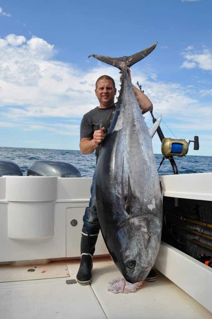 A 136kg southern bluefin tuna caught by Dean Linardos