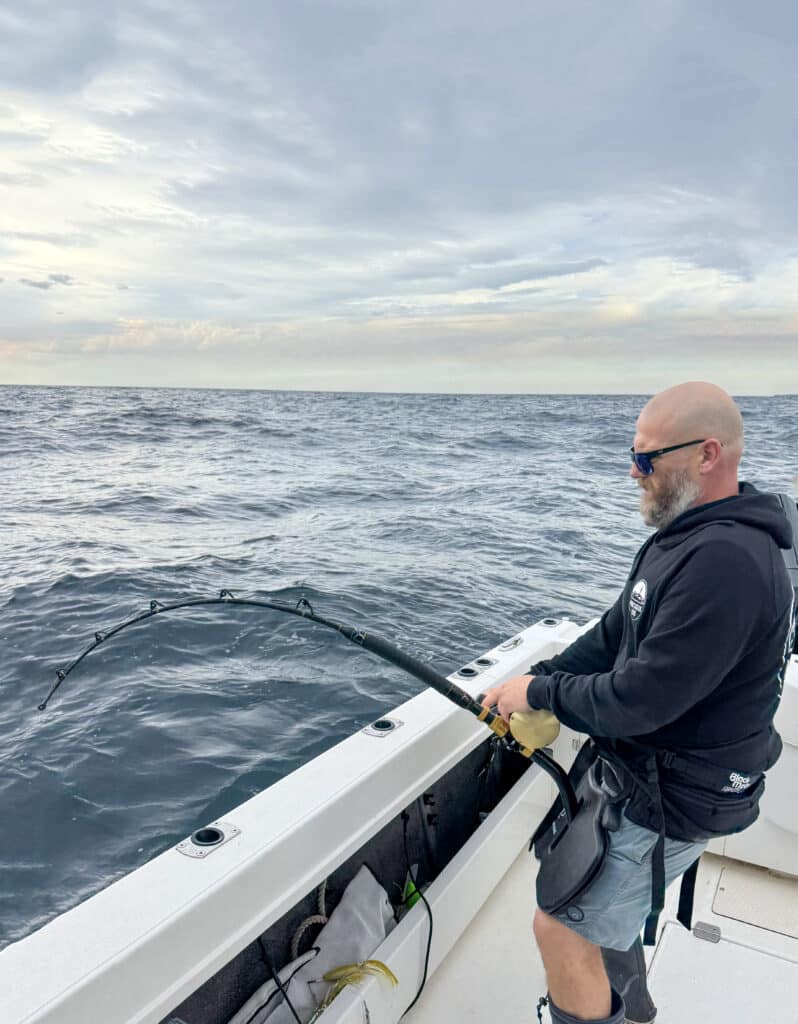 Fighting a southern bluefin tuna.